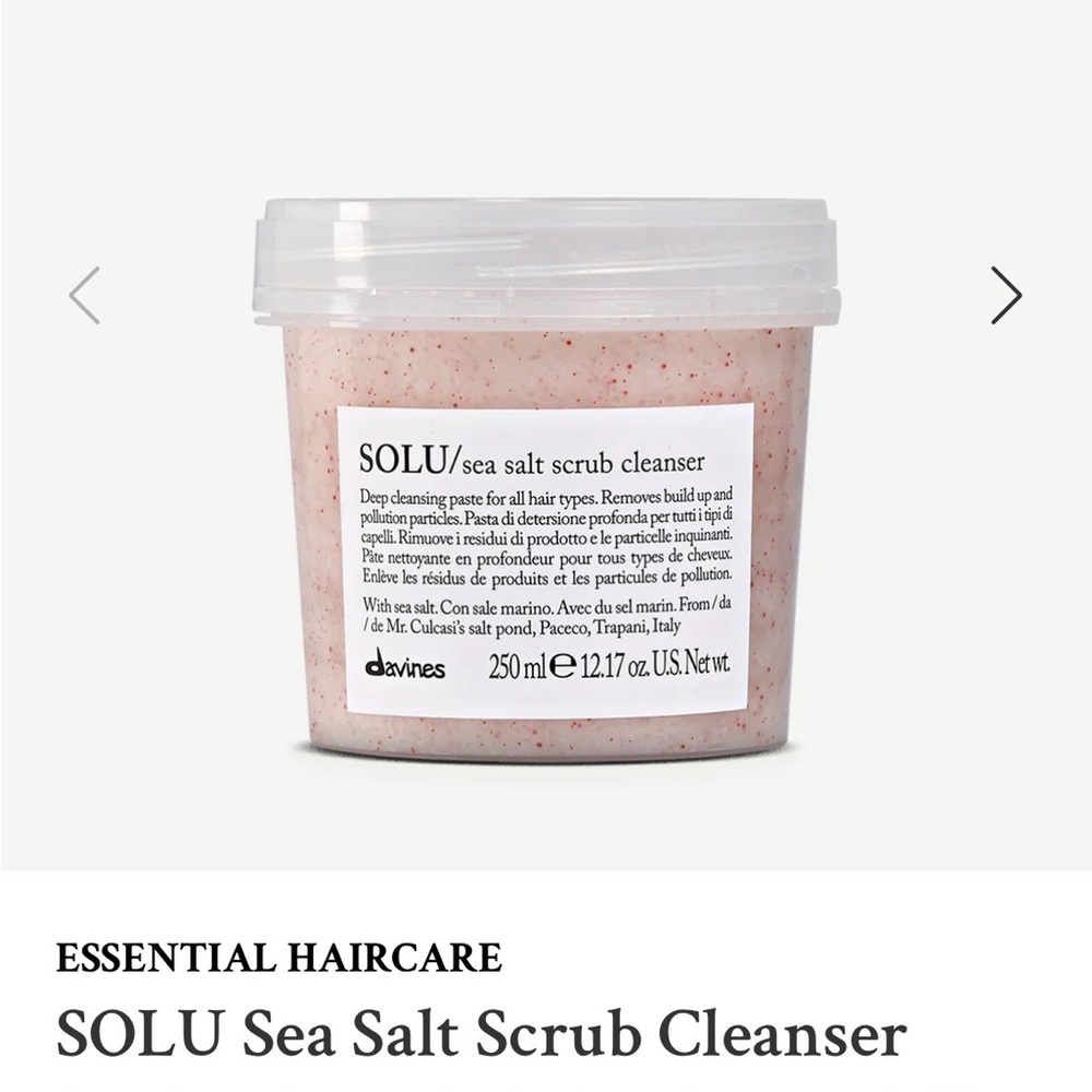 Davines SOLU Sea Salt Scrub Cleanser - Pink and White
